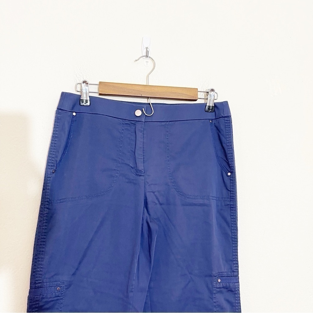 Chico’s Roll Tab Cuff Crop Cargo Pants Women Size 00 Blue Pockets - Picture 6 of 12